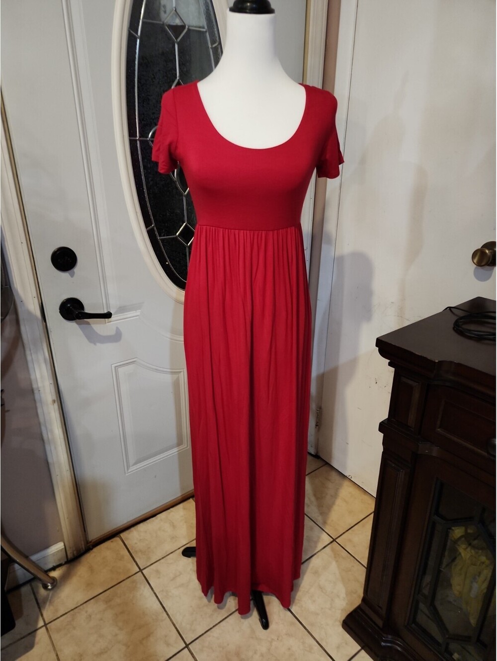 Pink Blush Red Rush Maxi Dress Cotton Blend Size S Short Sleeve